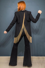 Load image into Gallery viewer, Black Blazer with Gold Strings
